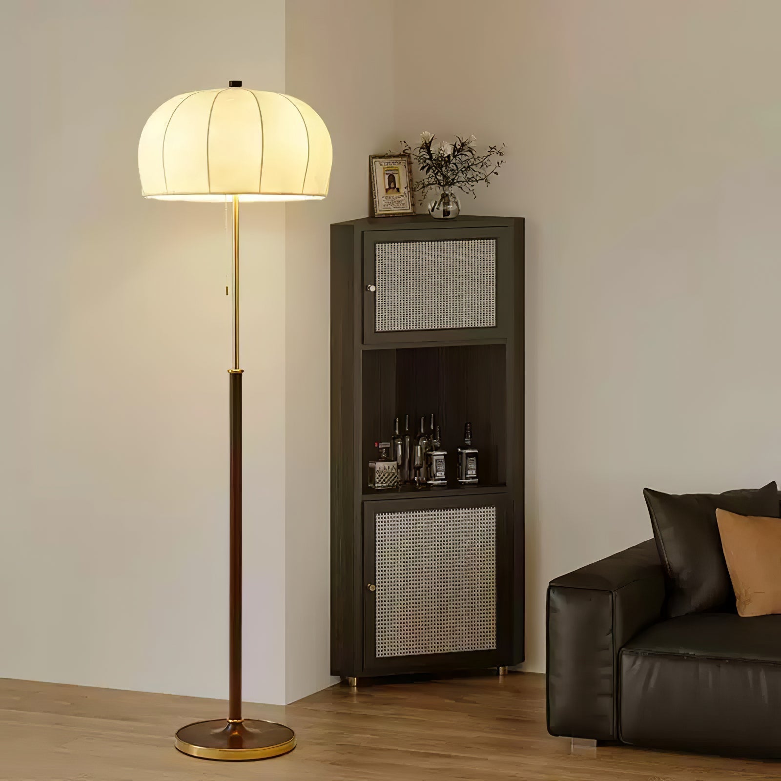 Cularo Fabric Wood Floor Lamp-Neutral Decor