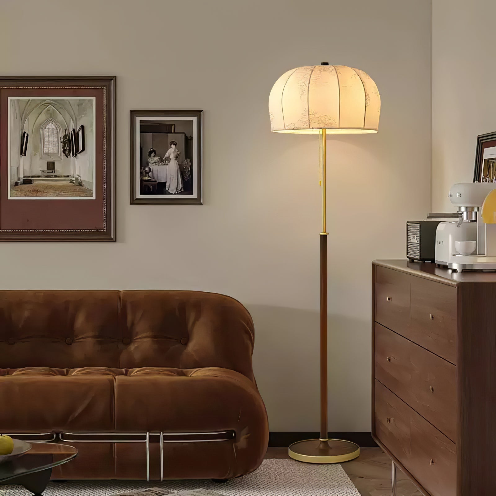 Cularo Fabric Wood Floor Lamp-Neutral Decor