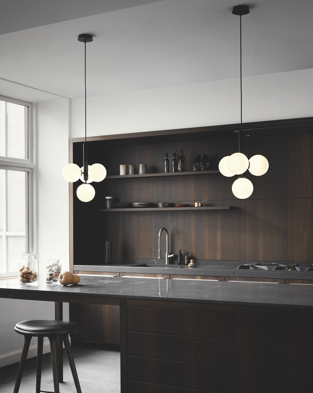 Azorila Modern Minimalist Swag Brass Glass Pendant Light-Neutral Decor