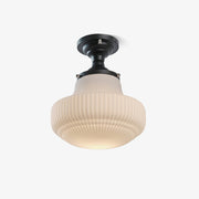 Solara Schoolhouse Flush Mount Ceiling Lamp with Ribbed Glass-Neutral Decor