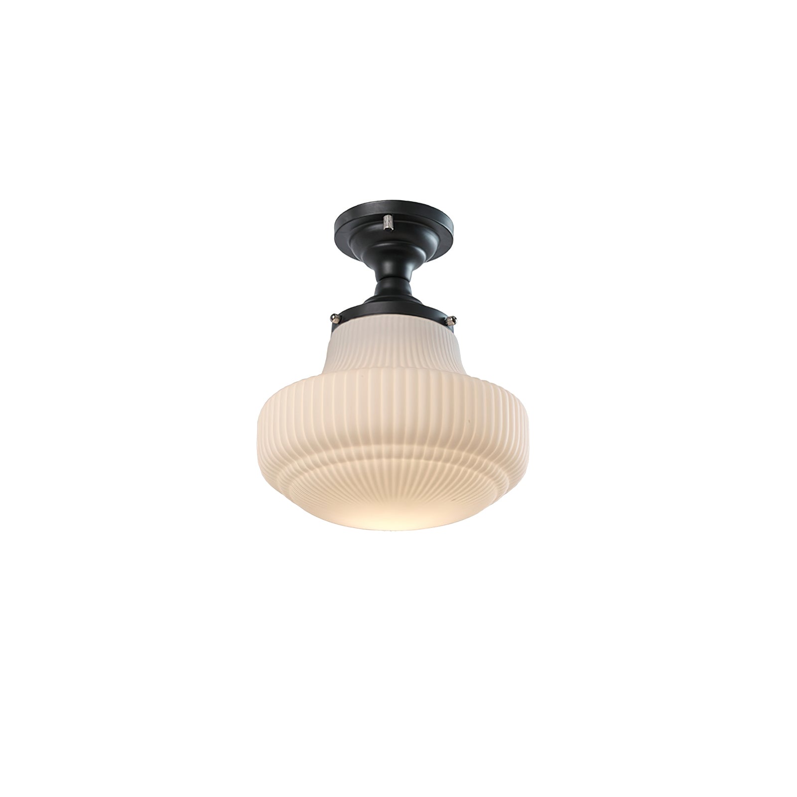 Solara Schoolhouse Flush Mount Ceiling Lamp with Ribbed Glass-Neutral Decor