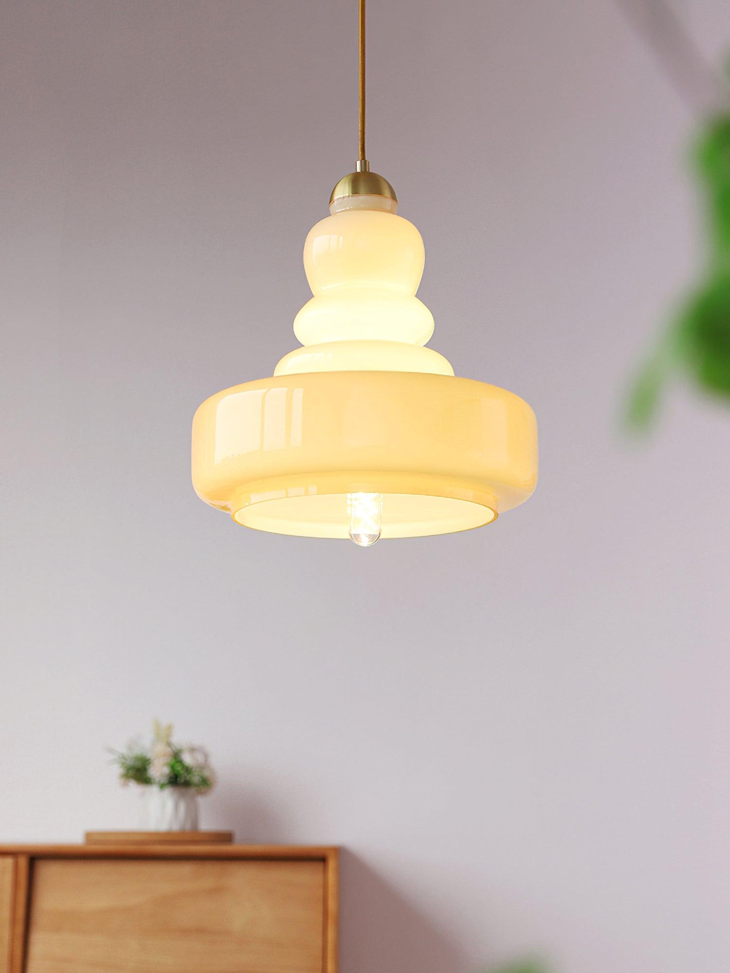 Lustra Pendant Lamp Schoolhouse Glass Layers for Living Room-Neutral Decor