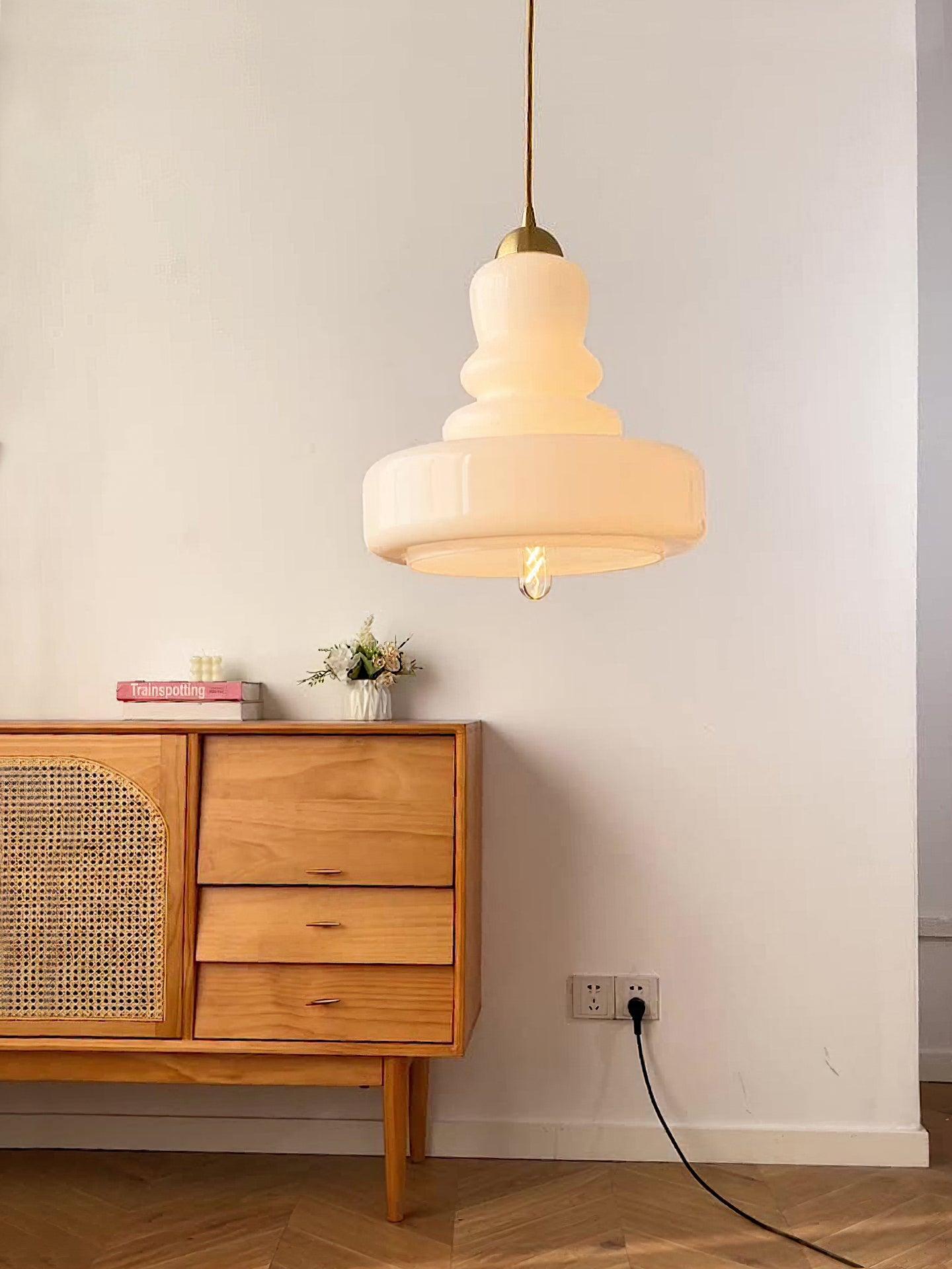 Lustra Pendant Lamp Schoolhouse Glass Layers for Living Room-Neutral Decor