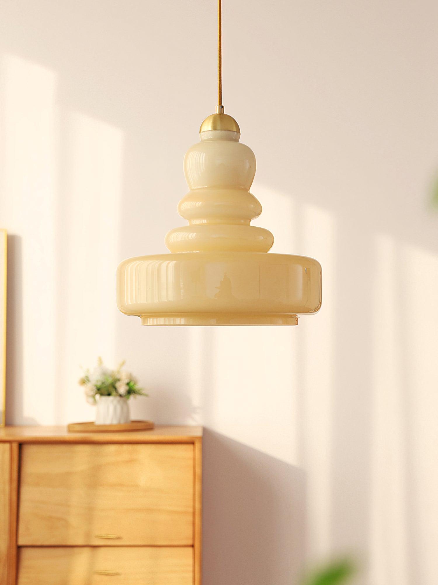 Lustra Pendant Lamp Schoolhouse Glass Layers for Living Room-Neutral Decor