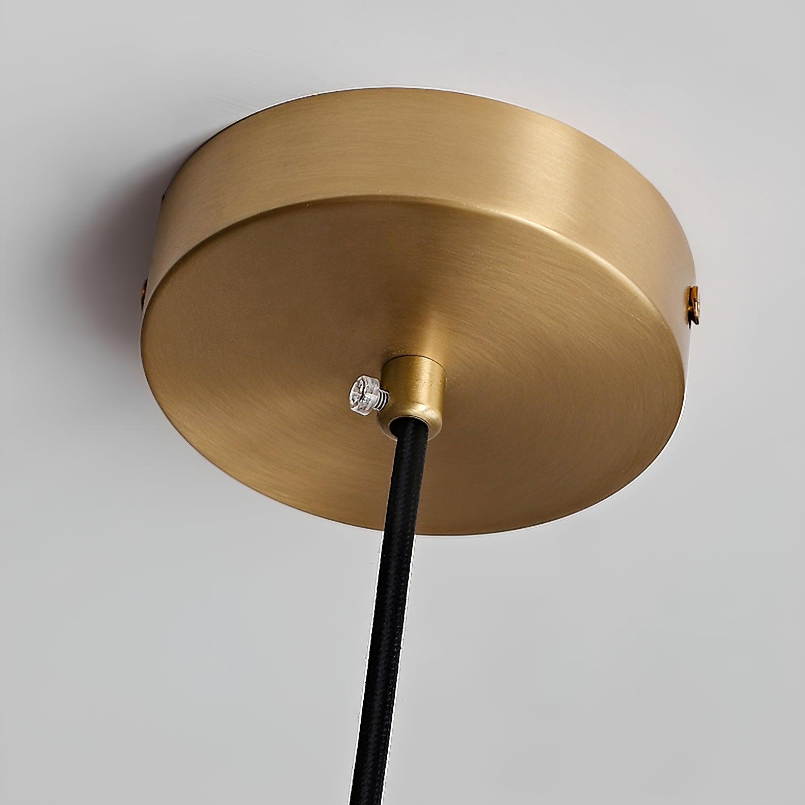 Duo Pendant Lamp Opal Glass Ribbed Bell Brass Vintage-Neutral Decor