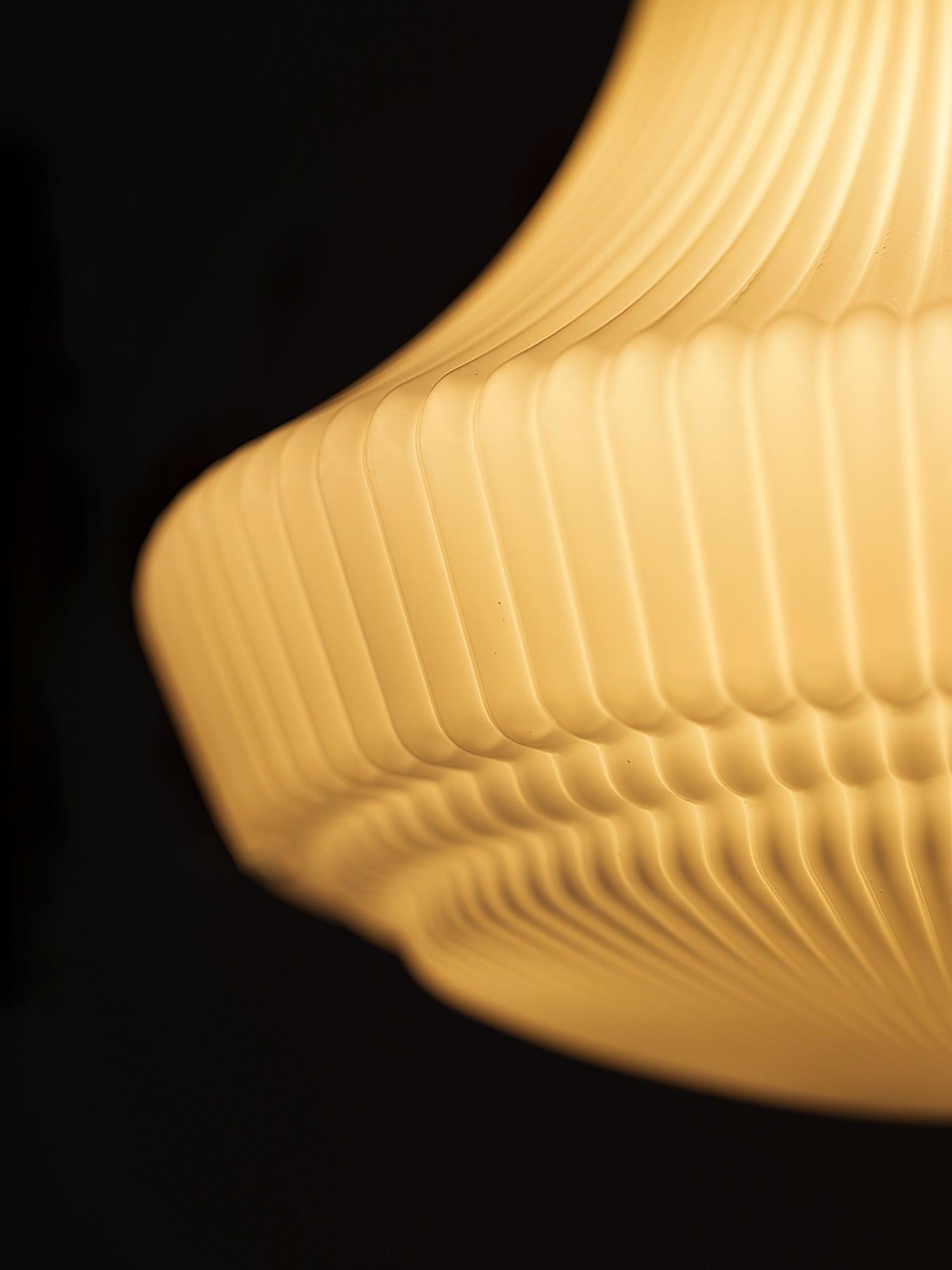 Duo Pendant Lamp Opal Glass Ribbed Bell Brass Vintage-Neutral Decor
