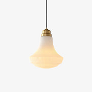 Duo Pendant Lamp Opal Glass Ribbed Bell Brass Vintage-Neutral Decor