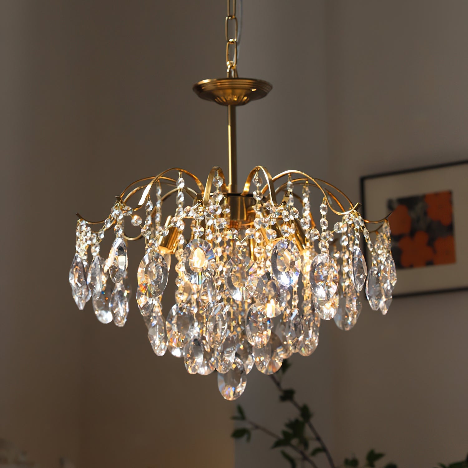 Extra-large size (31.5 inch) Sciolari Crystal Chandelier, a statement piece.