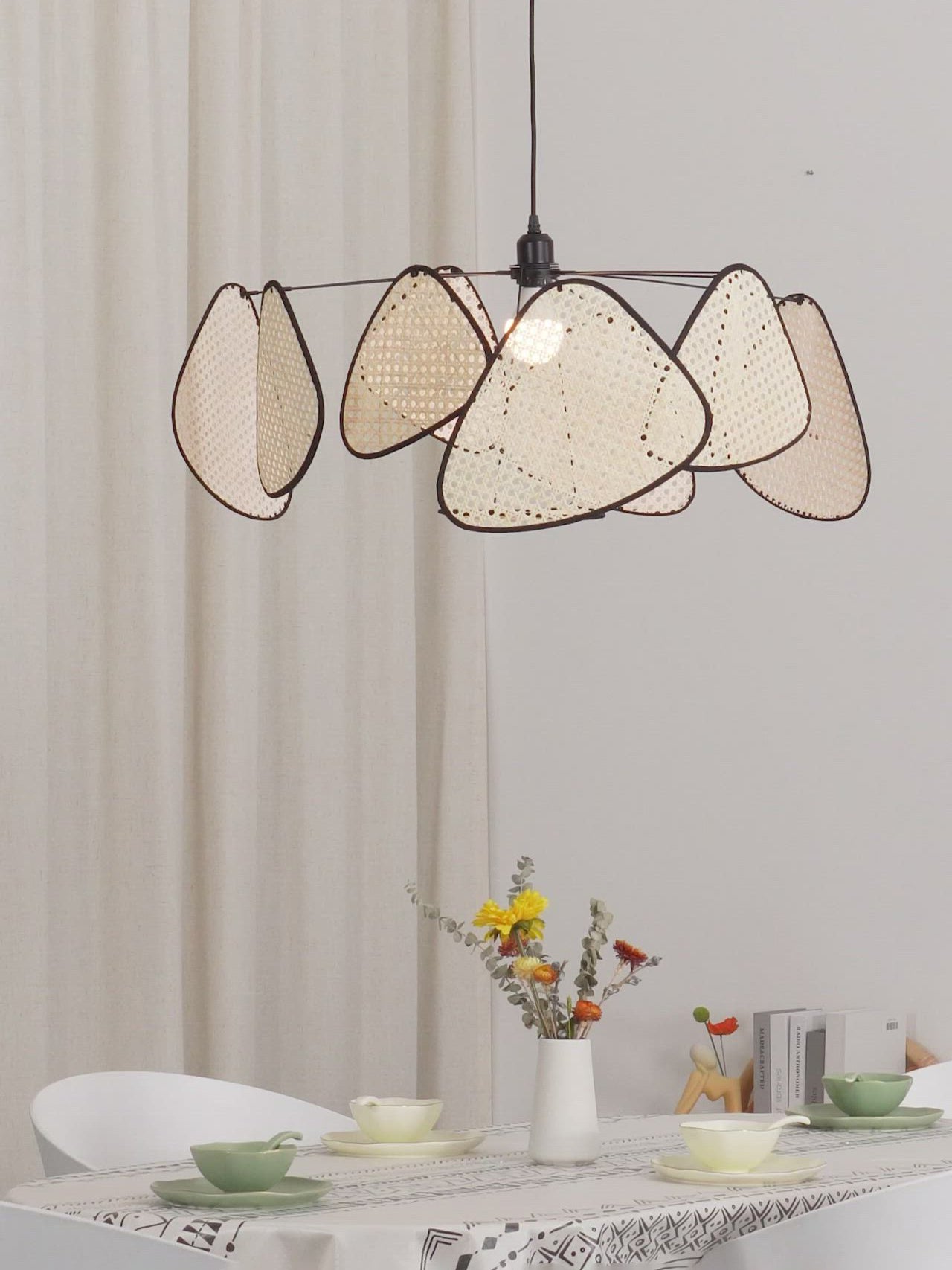 Lustra Pendant Light Rattan Swag Industrial-Neutral Decor