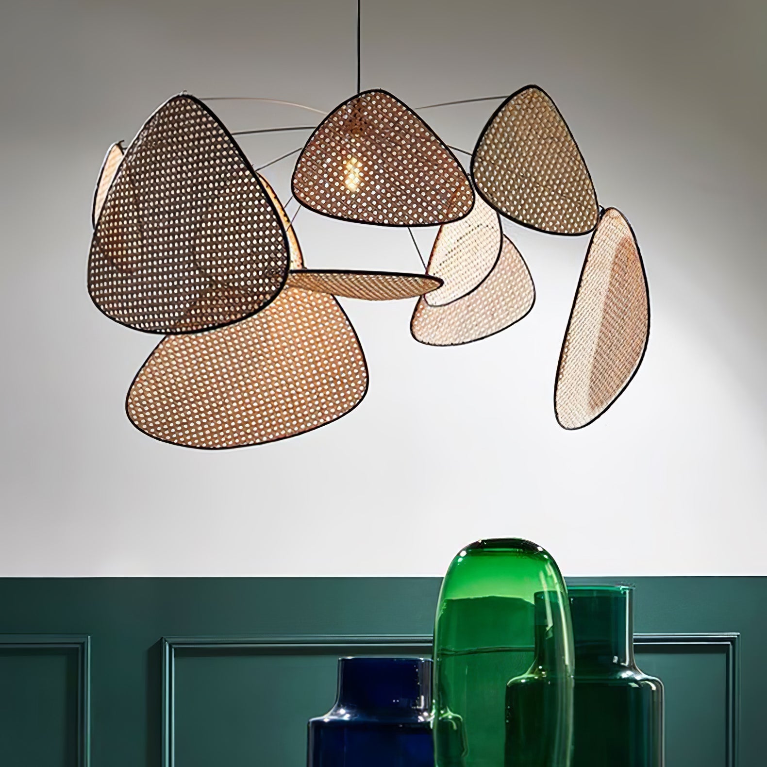 Lustra Chandelier Screen Cannage Suspension Retro-Neutral Decor
