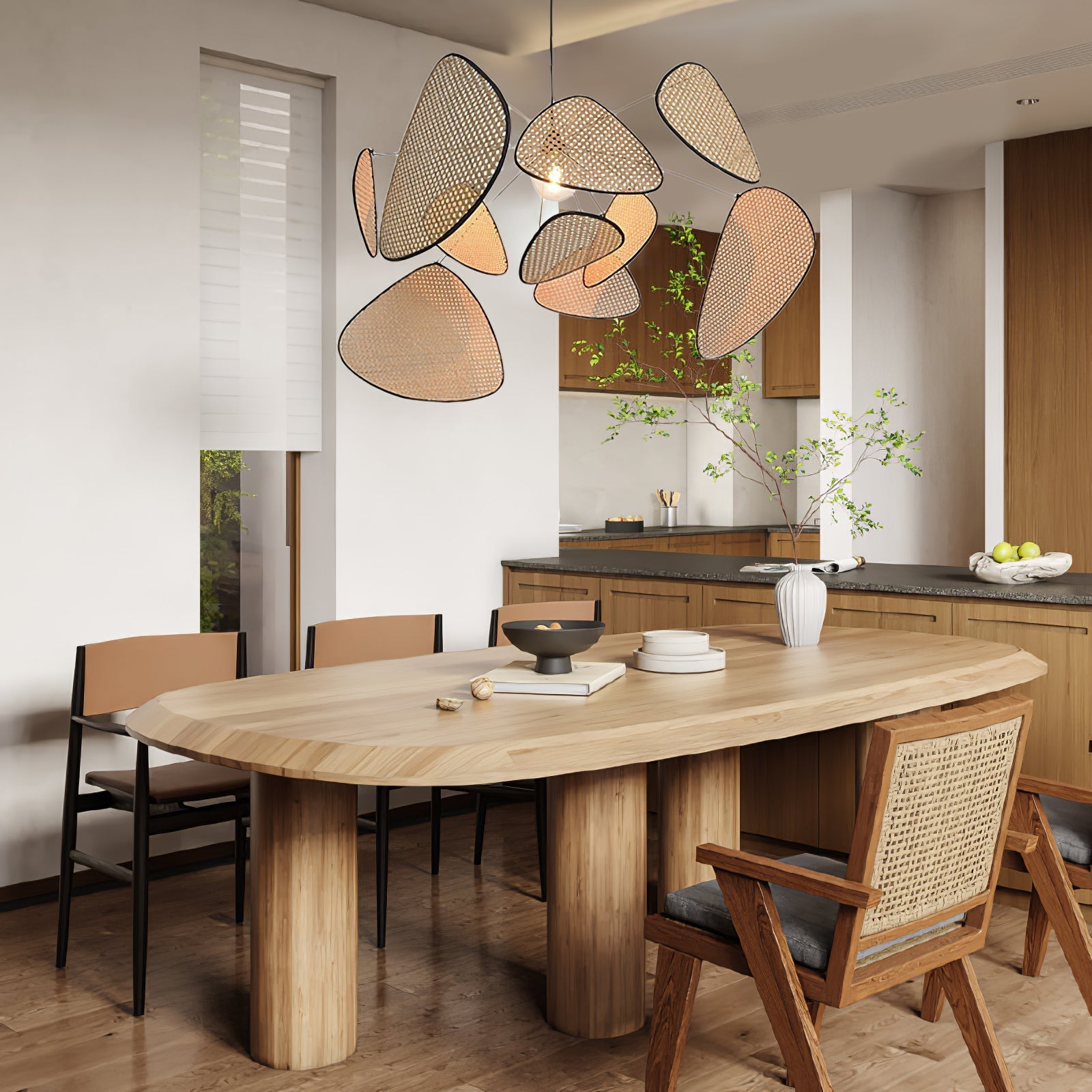Lustra Pendant Light Rattan Swag Industrial-Neutral Decor