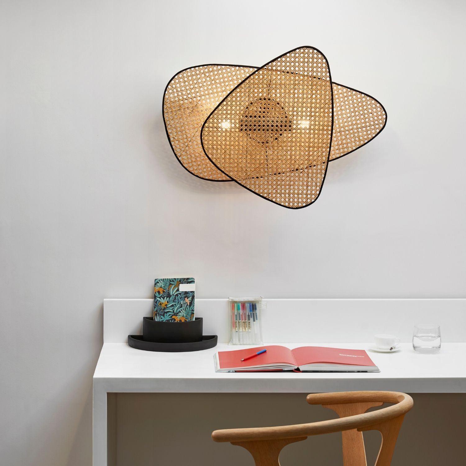 Earian Art Natural Cannage Bamboo Sconce Wall lamp-Neutral Decor