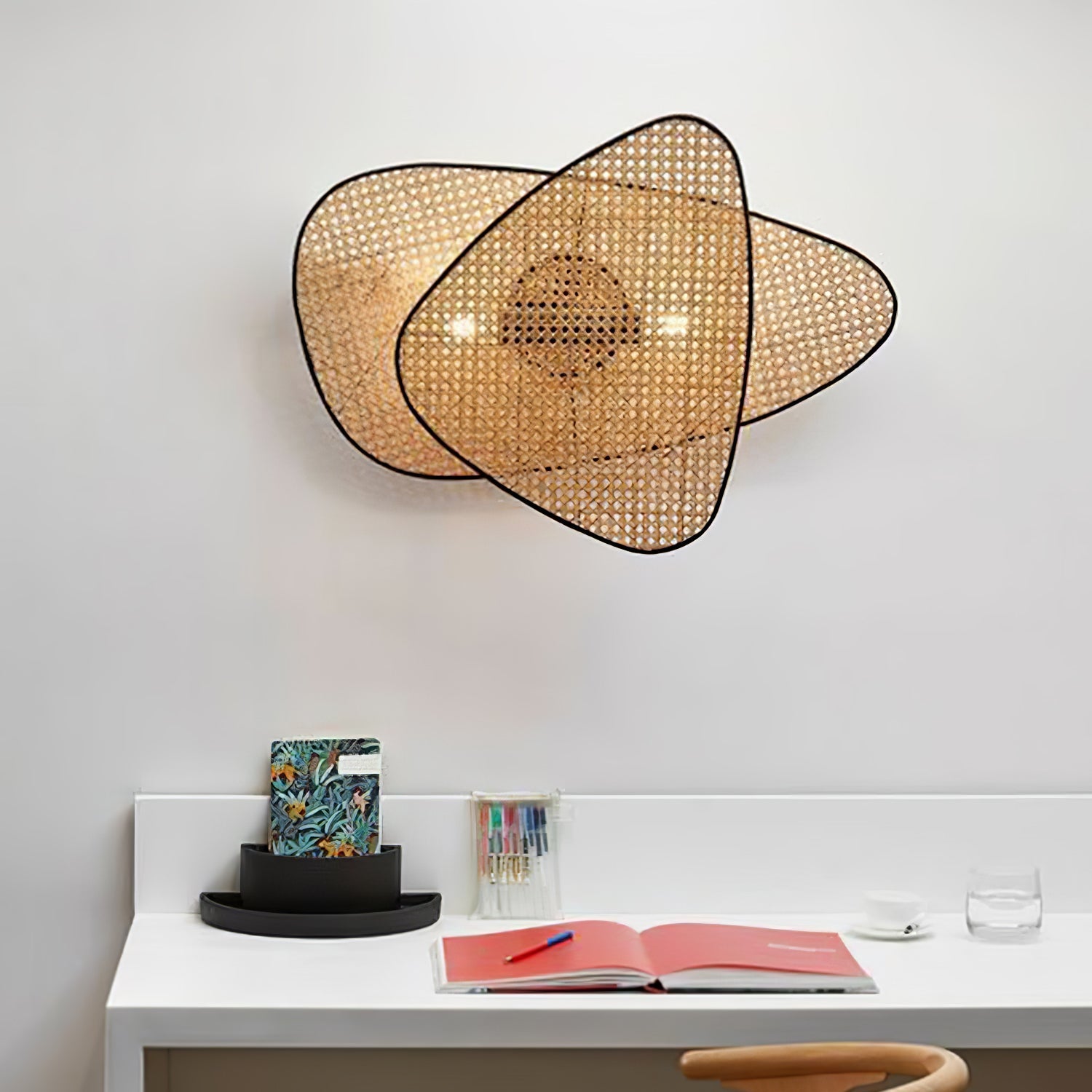 Earian Art Natural Cannage Bamboo Sconce Wall lamp-Neutral Decor