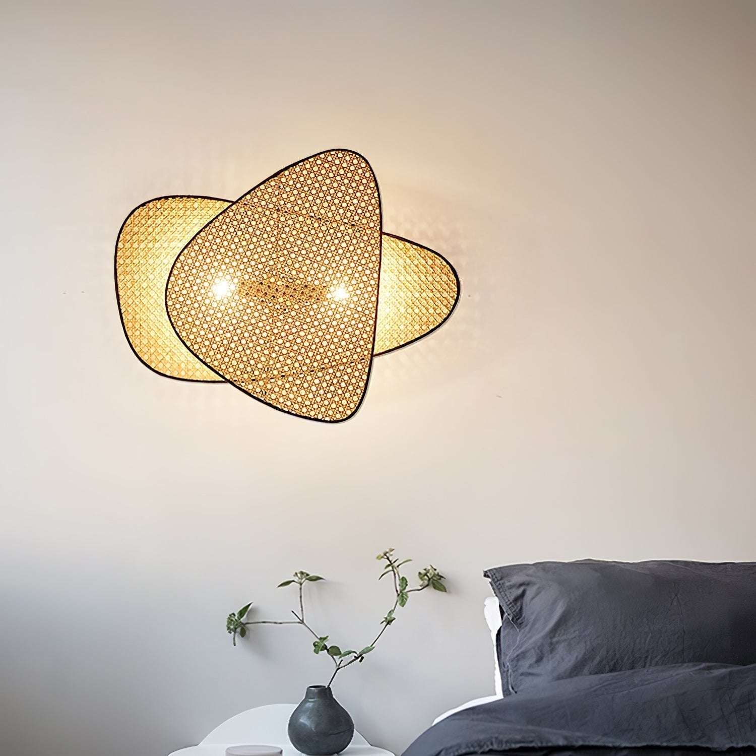 Earian Art Natural Cannage Bamboo Sconce Wall lamp-Neutral Decor