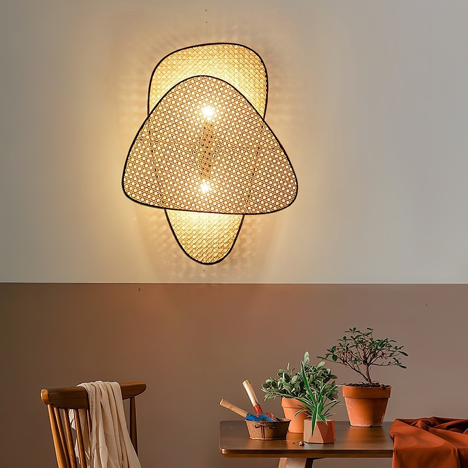 Earian Art Natural Cannage Bamboo Sconce Wall lamp-Neutral Decor