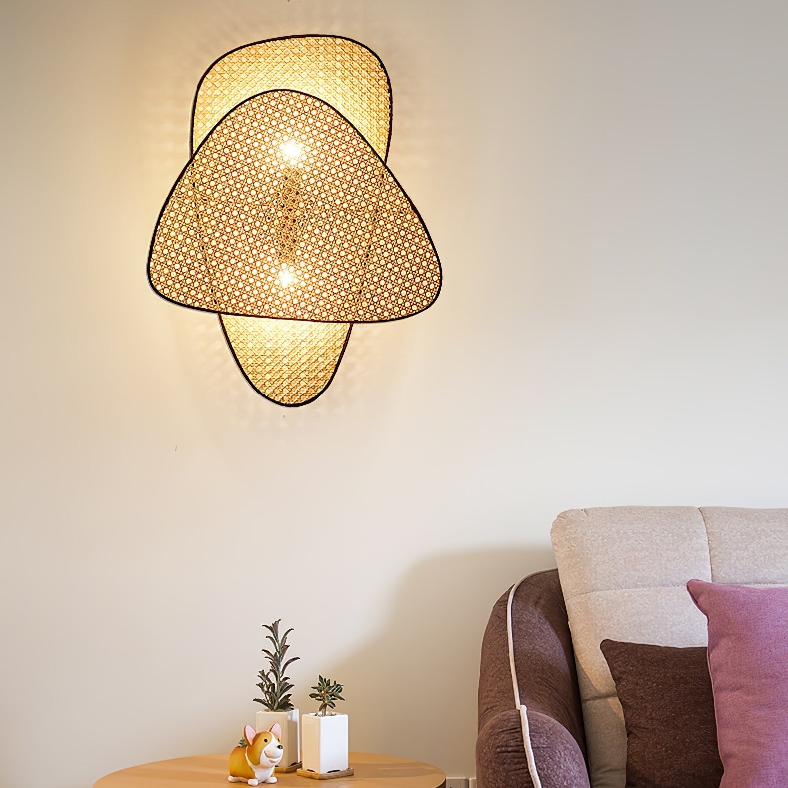Earian Art Natural Cannage Bamboo Sconce Wall lamp-Neutral Decor