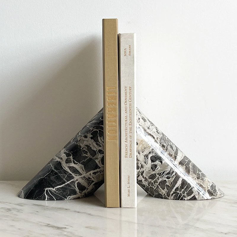 Sculpted Marble Bookends-Neutral Decor