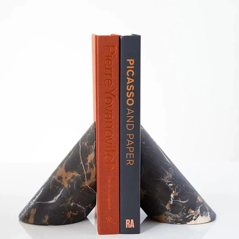 Sculpted Marble Bookends-Neutral Decor