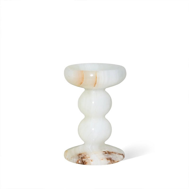 Sculpted Jade Candle Holder-Neutral Decor