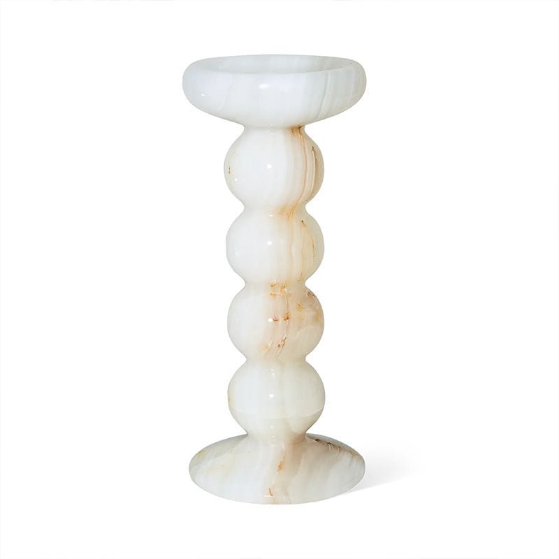 Sculpted Jade Candle Holder-Neutral Decor