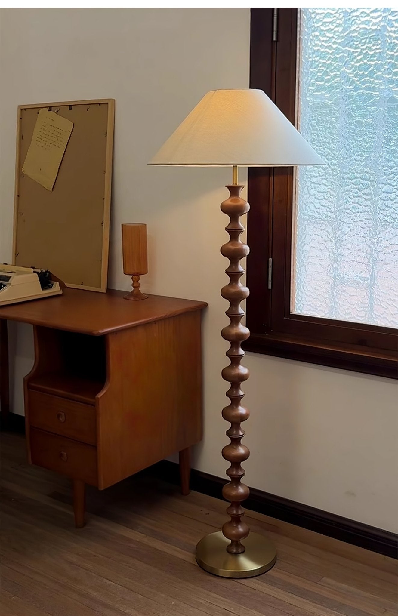 Emelir Wood Fabric Floor Lamp-Neutral Decor