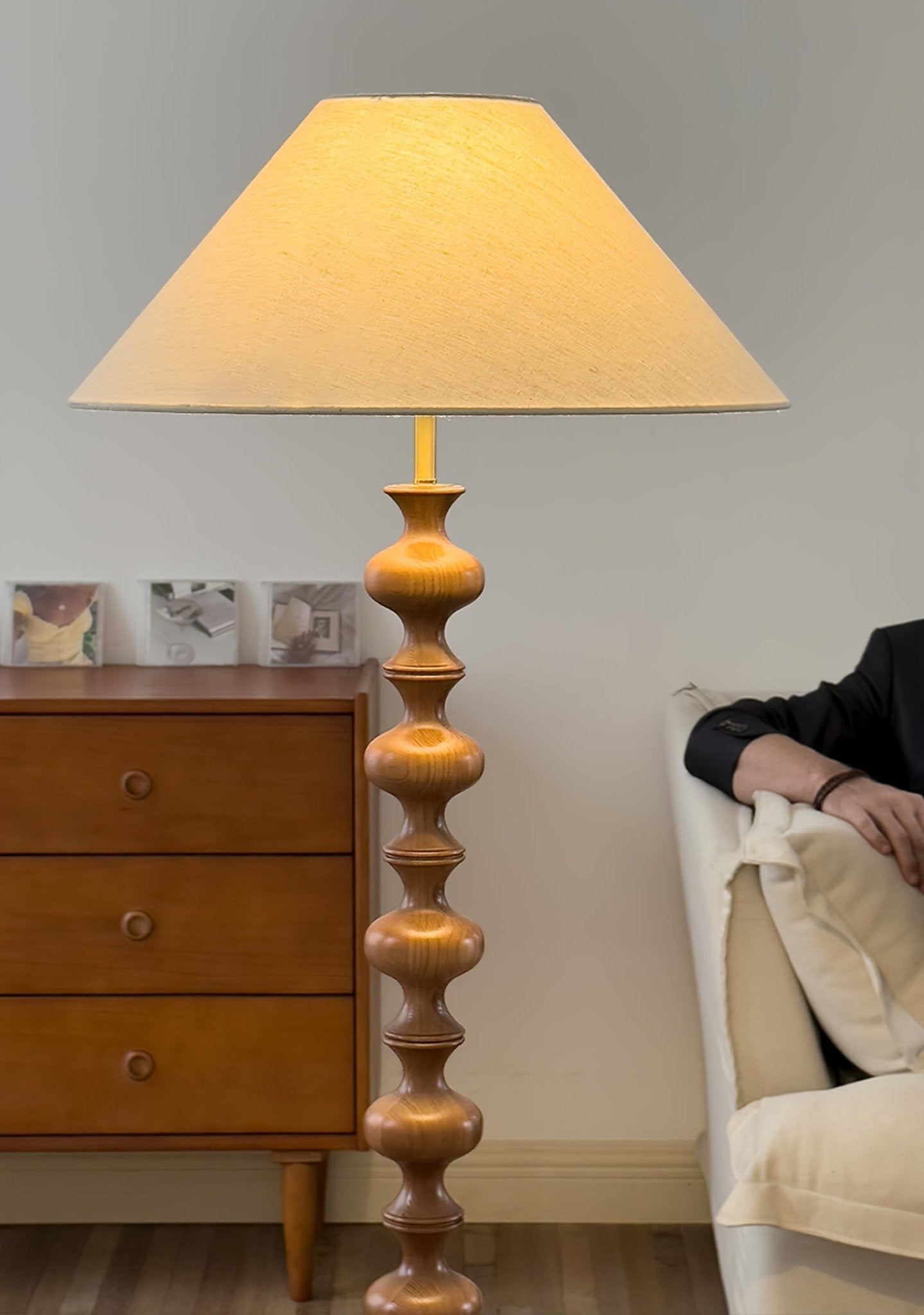 Emelir Wood Fabric Floor Lamp-Neutral Decor