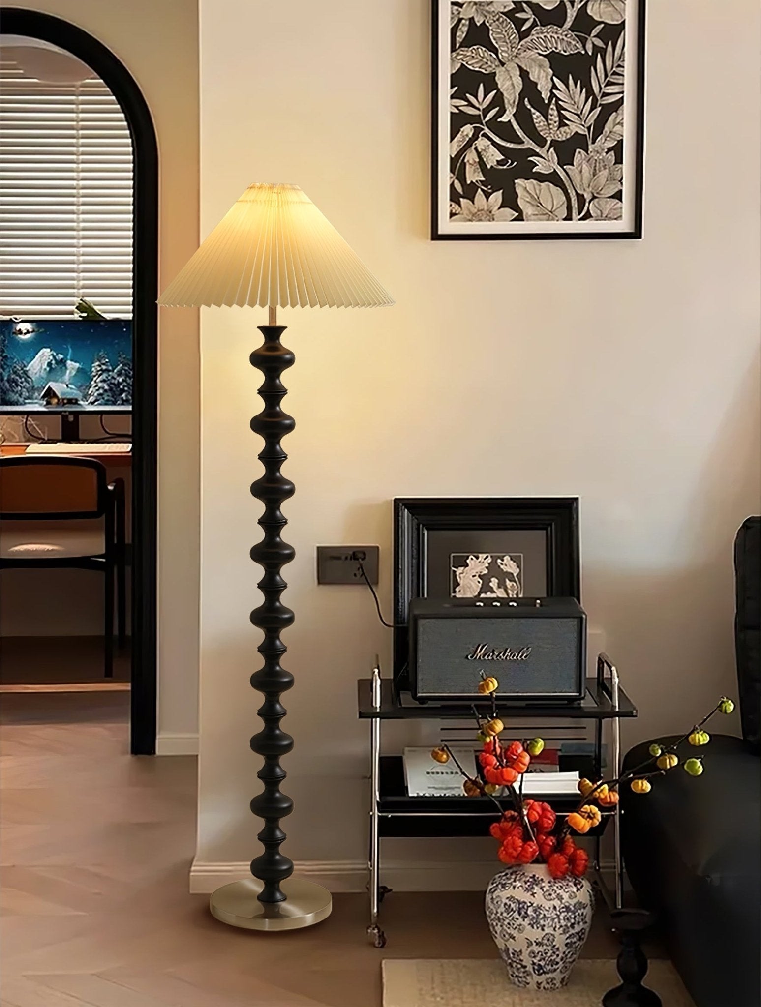 Emelir Wood Fabric Floor Lamp-Neutral Decor