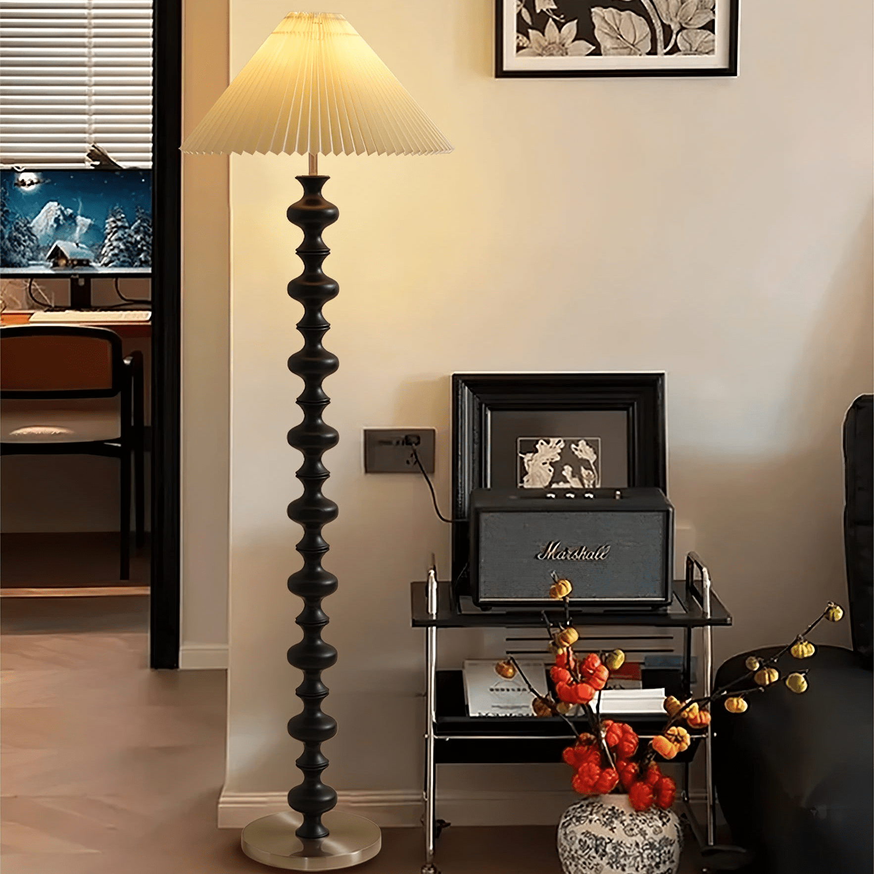 Emelir Wood Fabric Floor Lamp-Neutral Decor