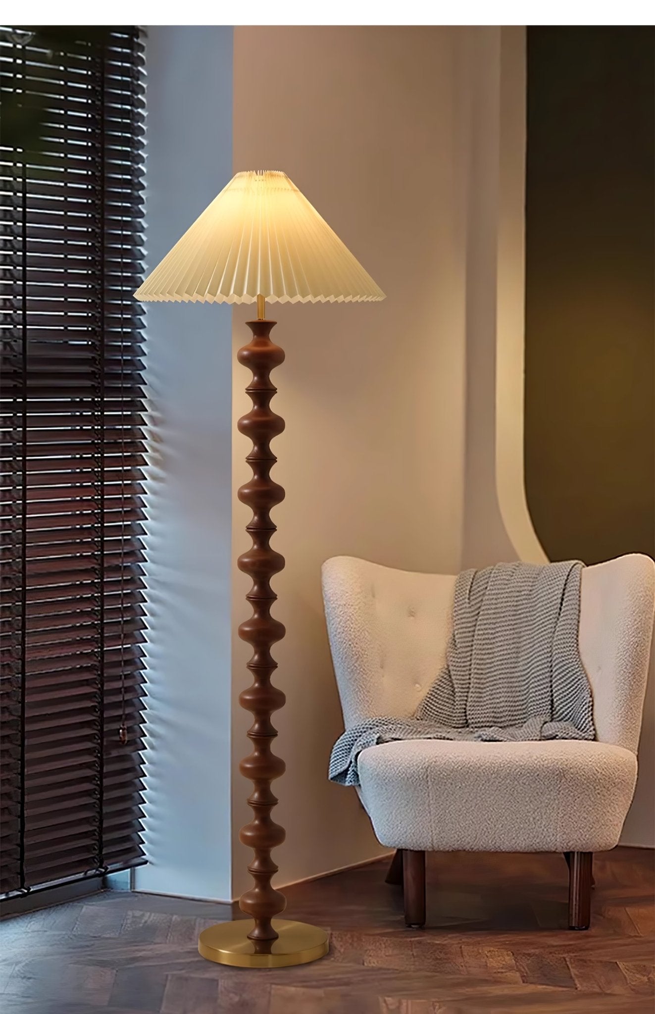 Emelir Wood Fabric Floor Lamp-Neutral Decor