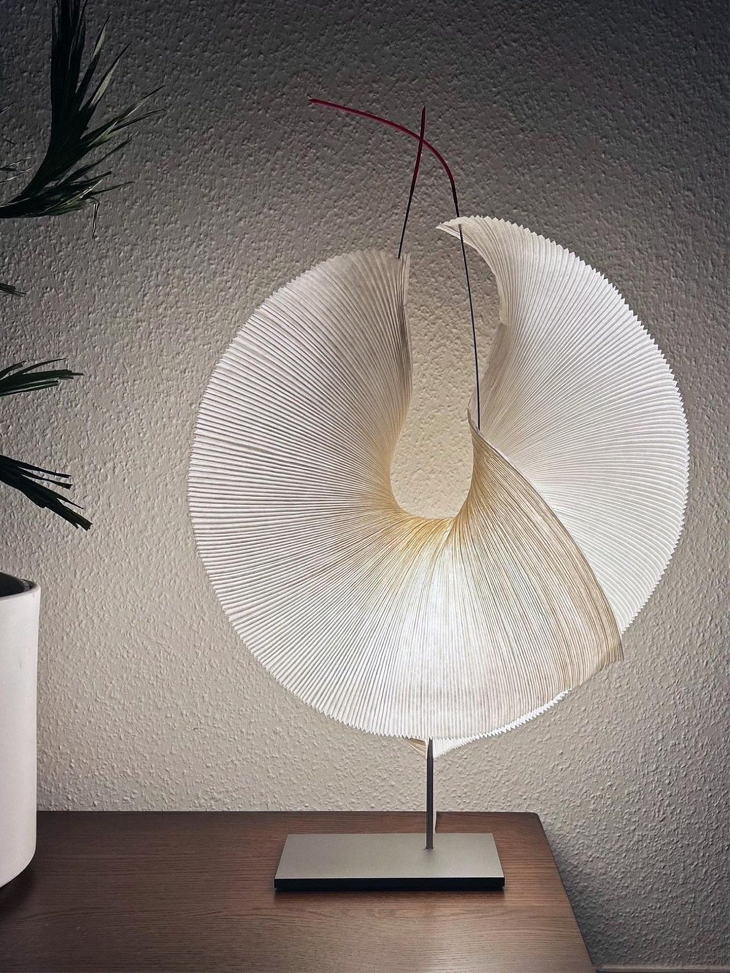Sculptural Pleated Paper Lamp-Neutral Decor