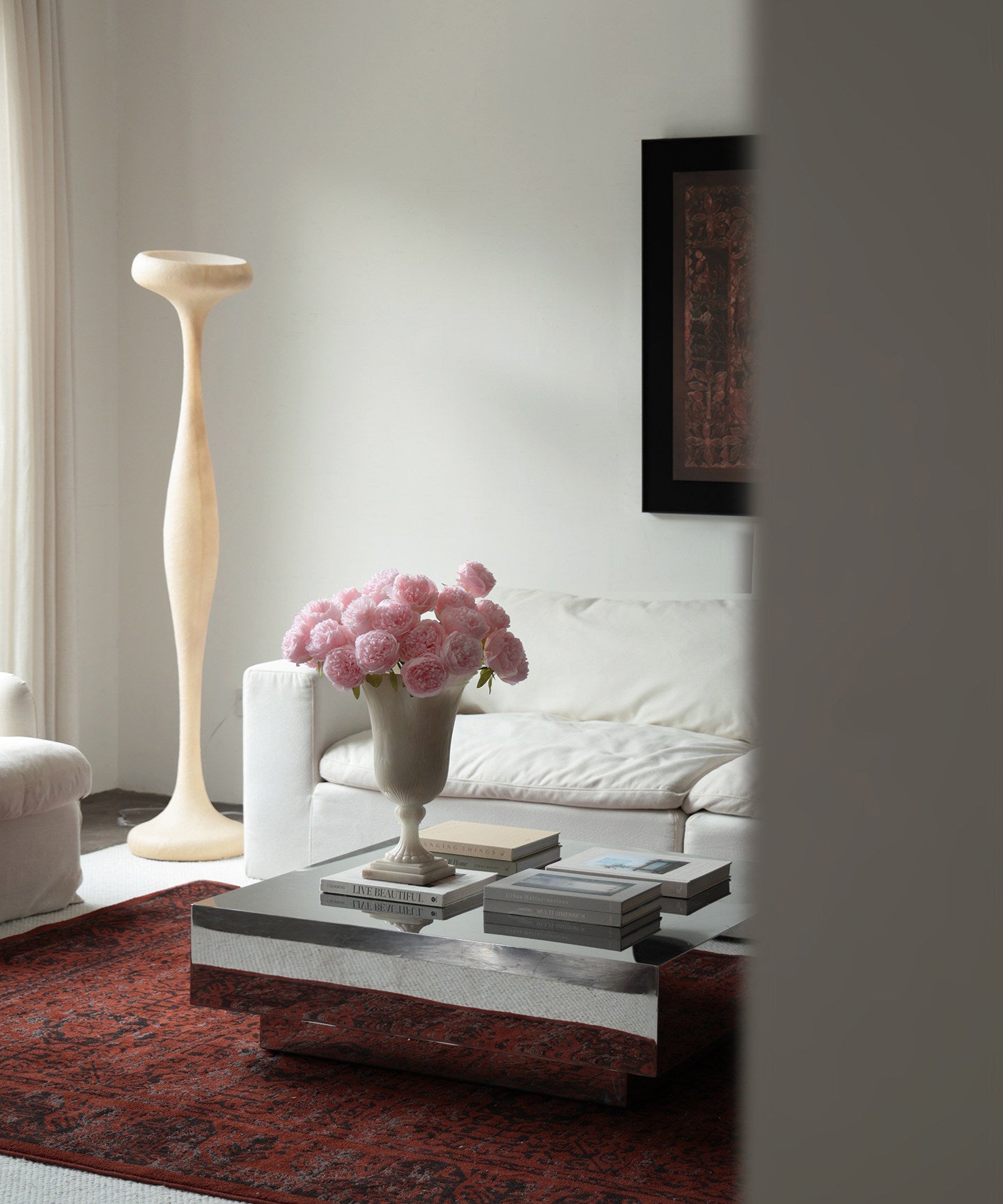 Sculptural Tall Floor Lamp-Neutral Decor