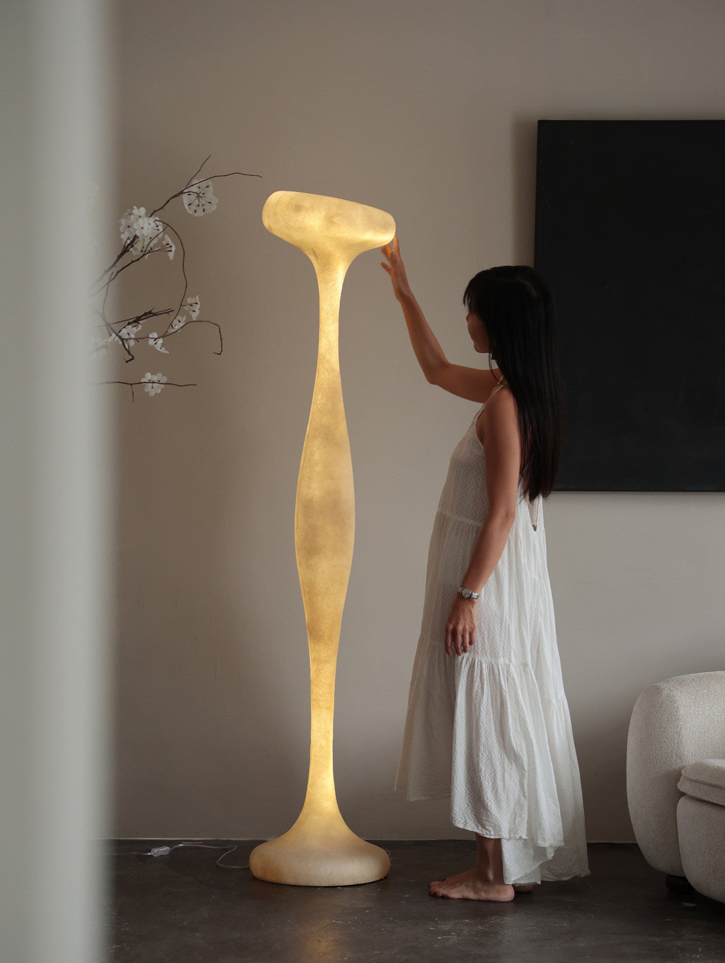 Sculptural Tall Floor Lamp-Neutral Decor