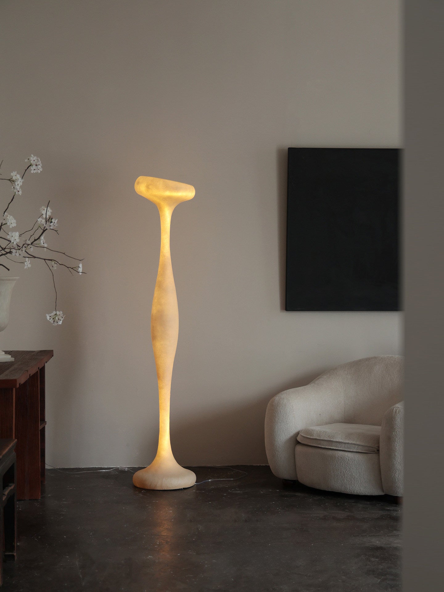 Sculptural Tall Floor Lamp-Neutral Decor