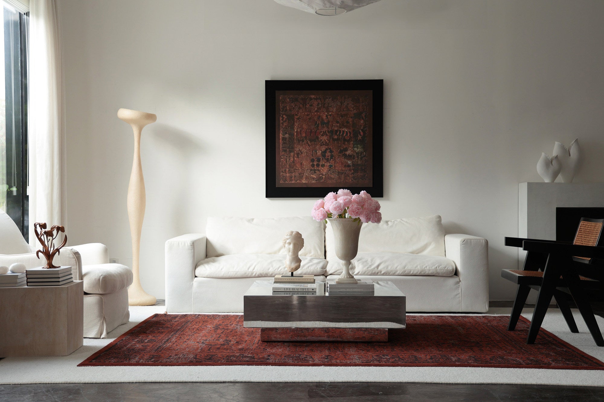 Sculptural Tall Floor Lamp-Neutral Decor