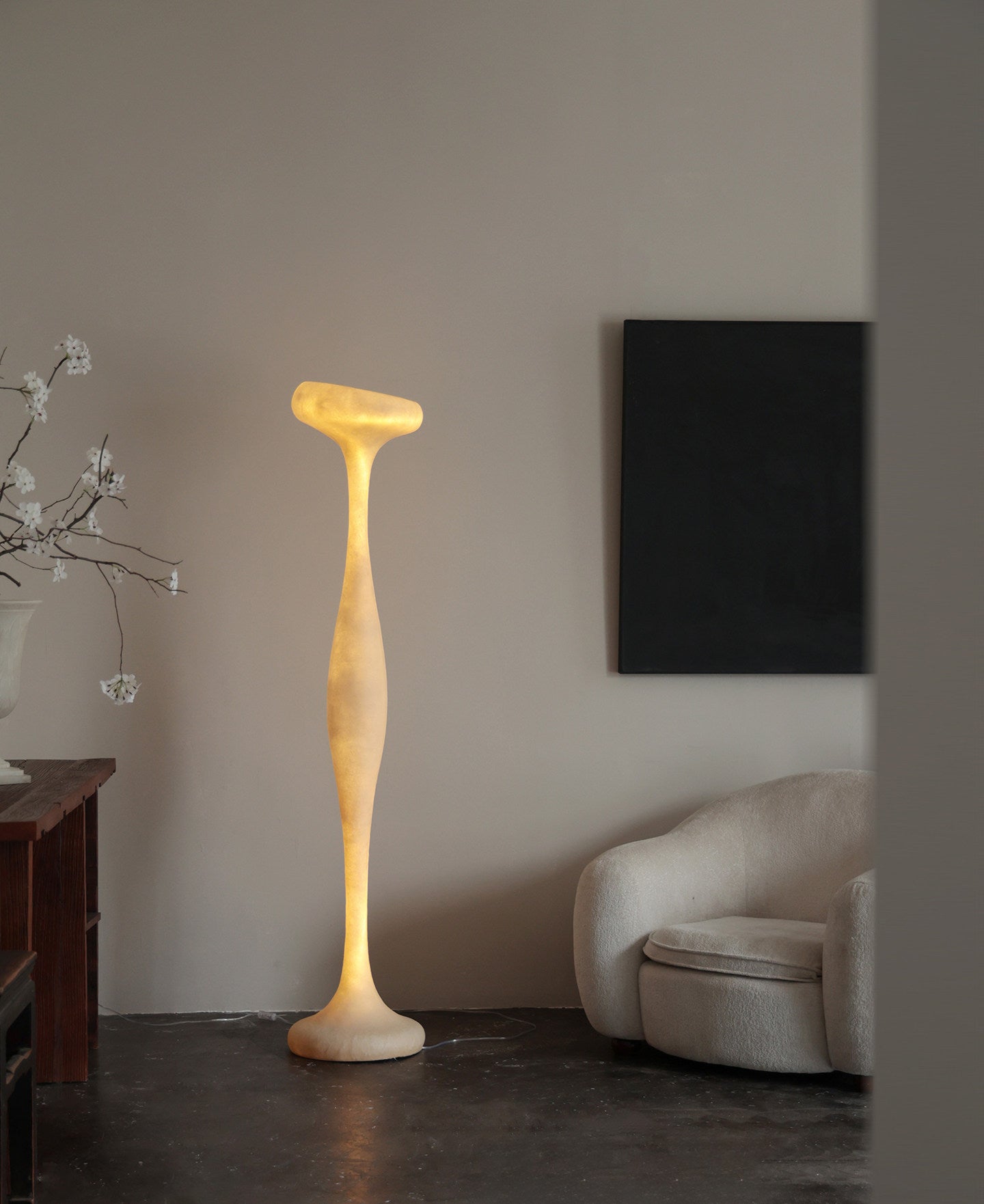Sculptural Tall Floor Lamp-Neutral Decor