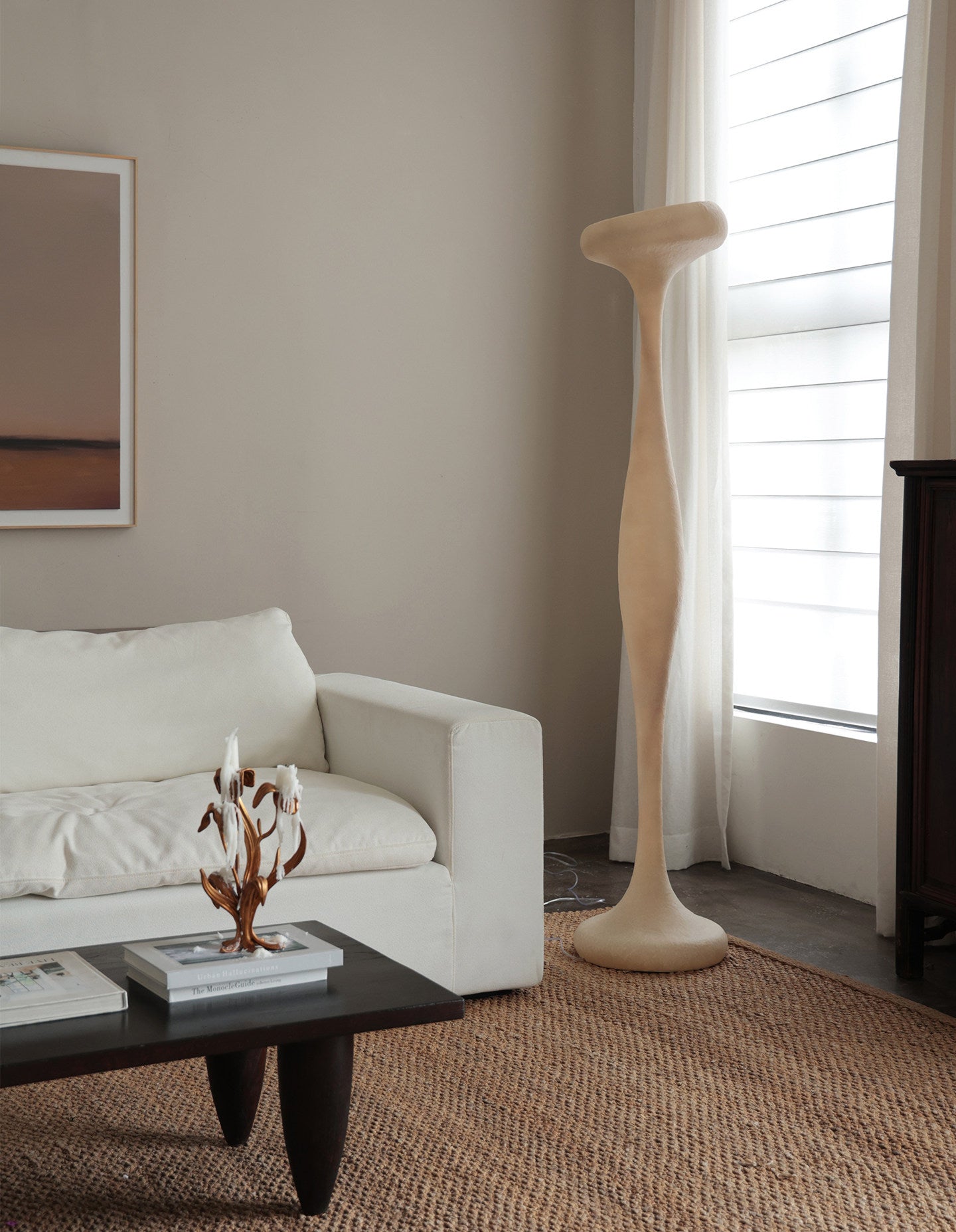 Sculptural Tall Floor Lamp-Neutral Decor