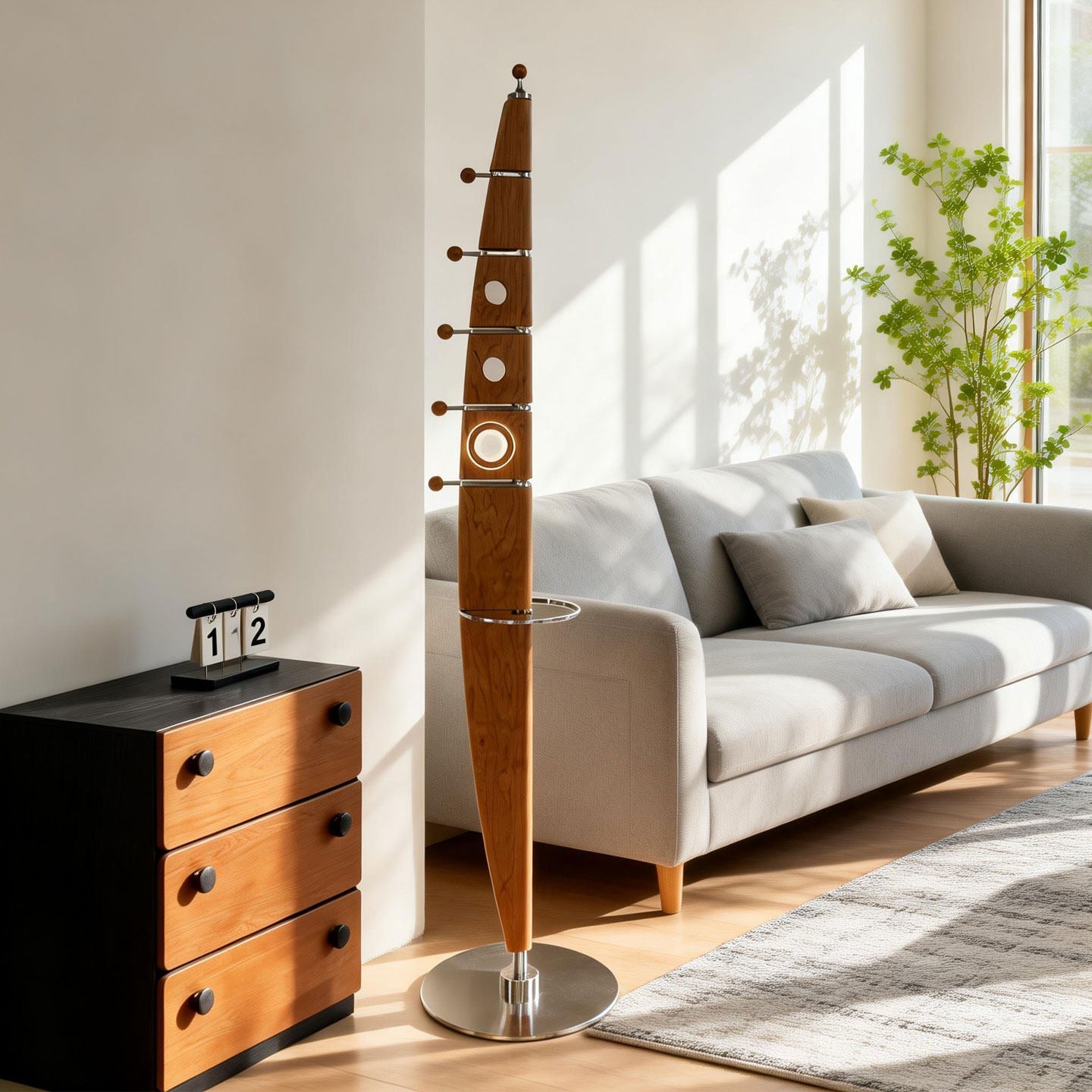 Sculptural Wood Coat Tree-Neutral Decor