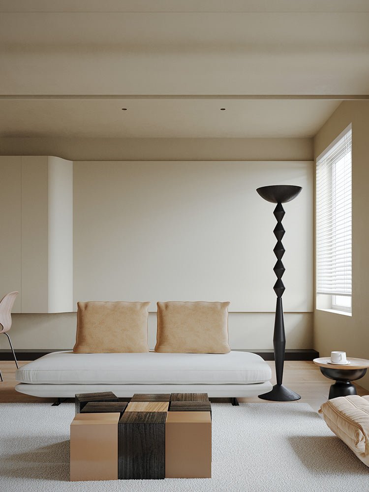 Sculptural Geometric Stack Floor Lamp-Neutral Decor