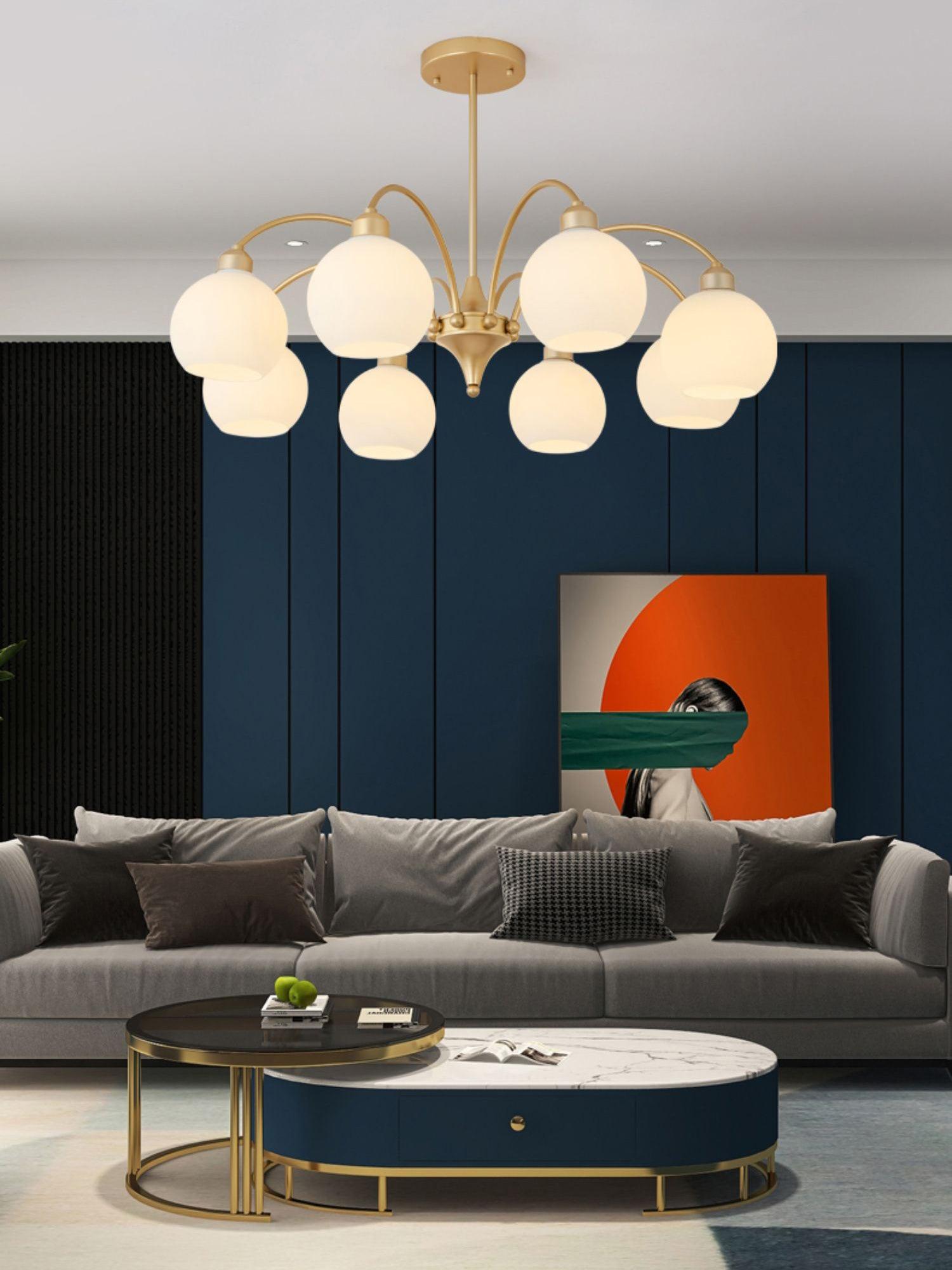 Zusk Chandelier Sculptural Glass Gold Modern 8-Light-Neutral Decor