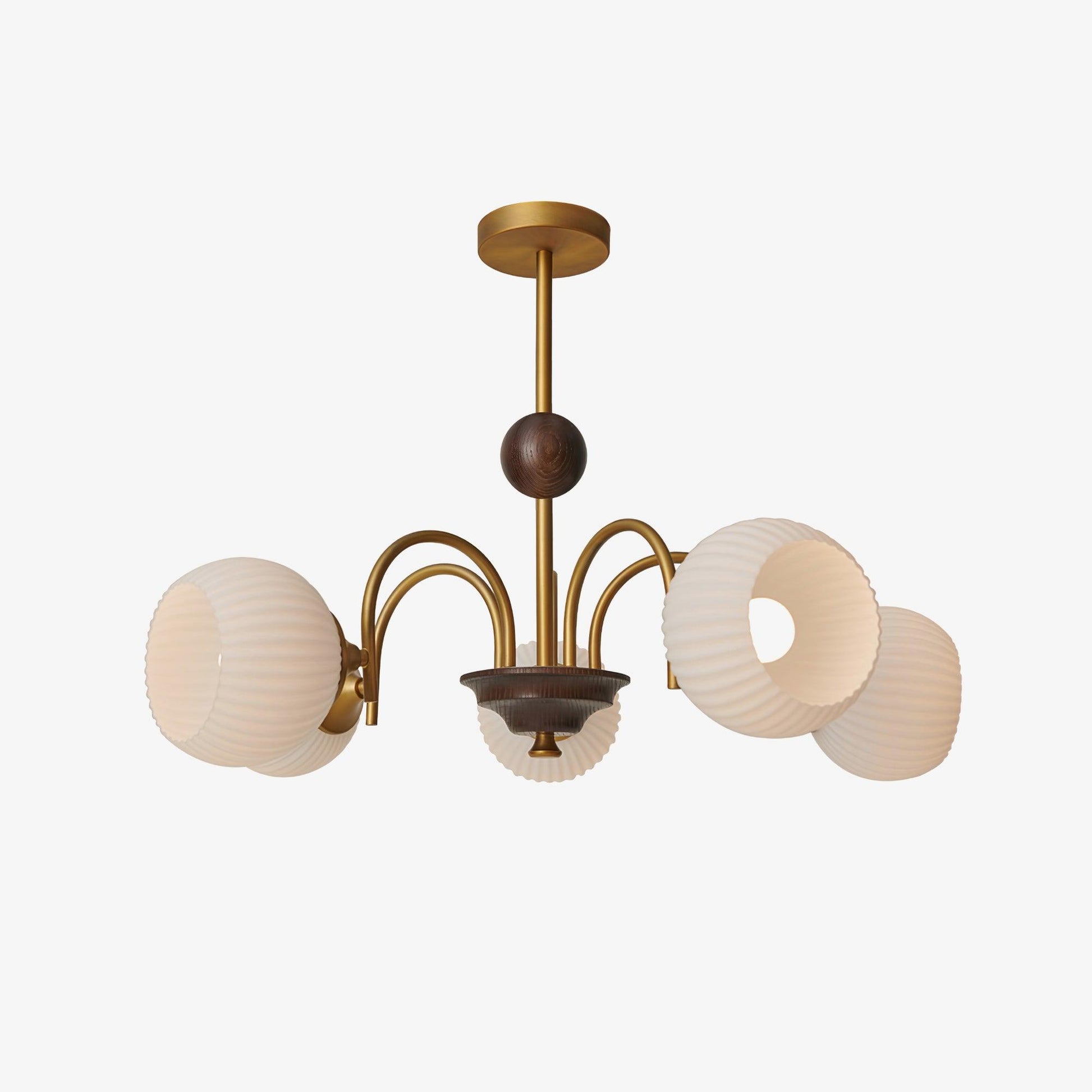 Dune Chandelier Sculptural Glass Ribbed with Iron-Neutral Decor