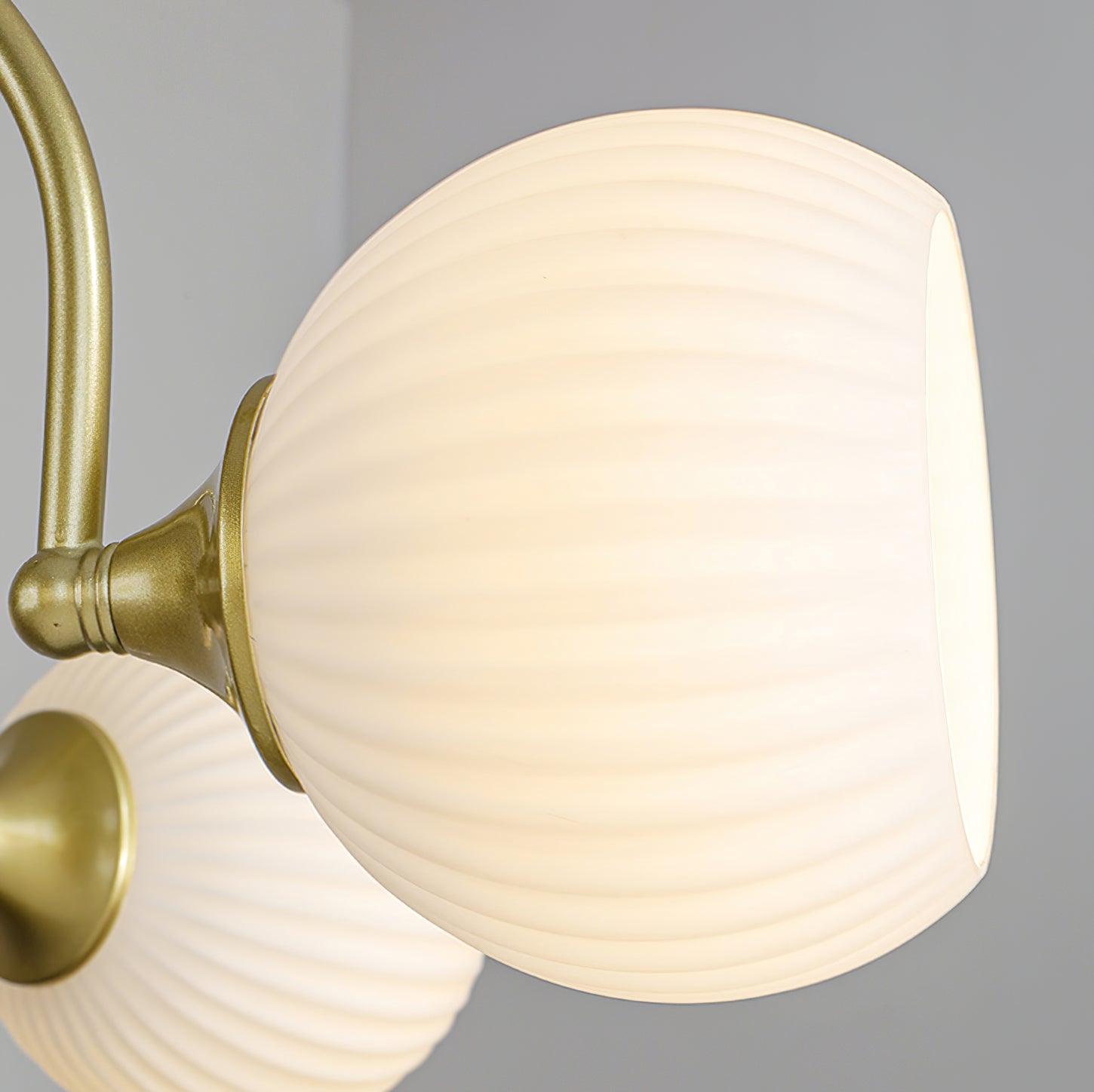 Dune Chandelier Sculptural Glass Ribbed with Iron-Neutral Decor