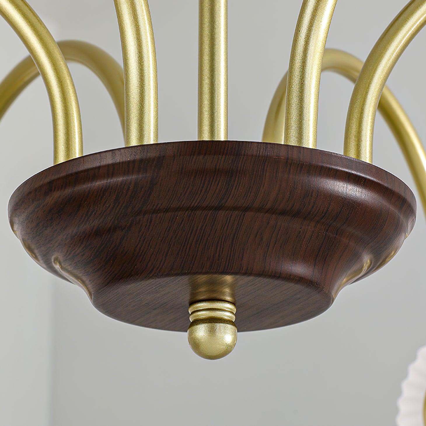 Dune Chandelier Sculptural Glass Ribbed with Iron-Neutral Decor