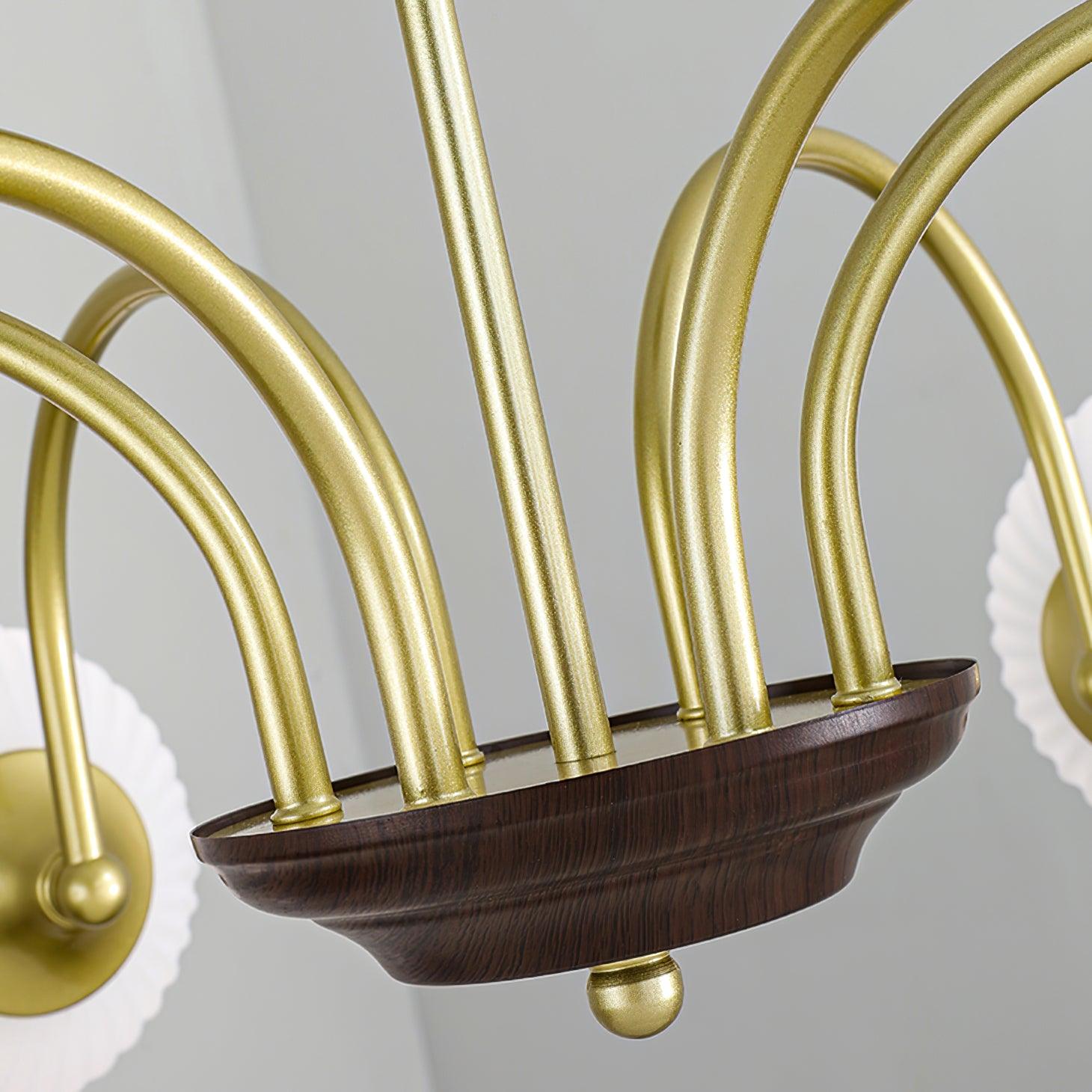 Dune Chandelier Sculptural Glass Ribbed with Iron-Neutral Decor
