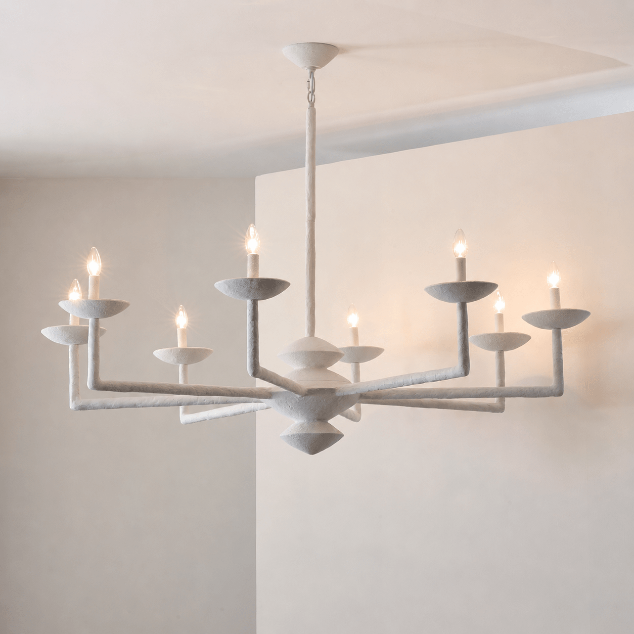 Sculptural Plaster Candelabra Chandelier-Neutral Decor
