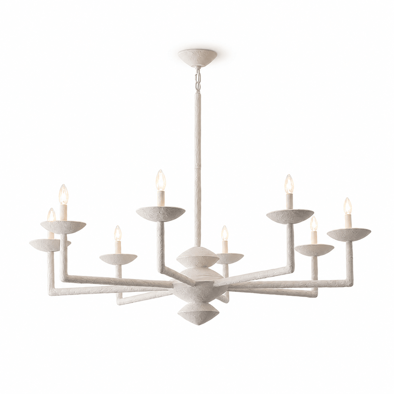 Sculptural Plaster Candelabra Chandelier-Neutral Decor