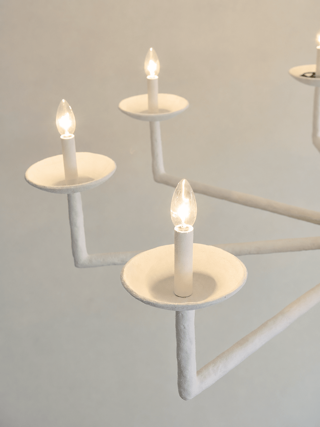 Sculptural Plaster Candelabra Chandelier-Neutral Decor