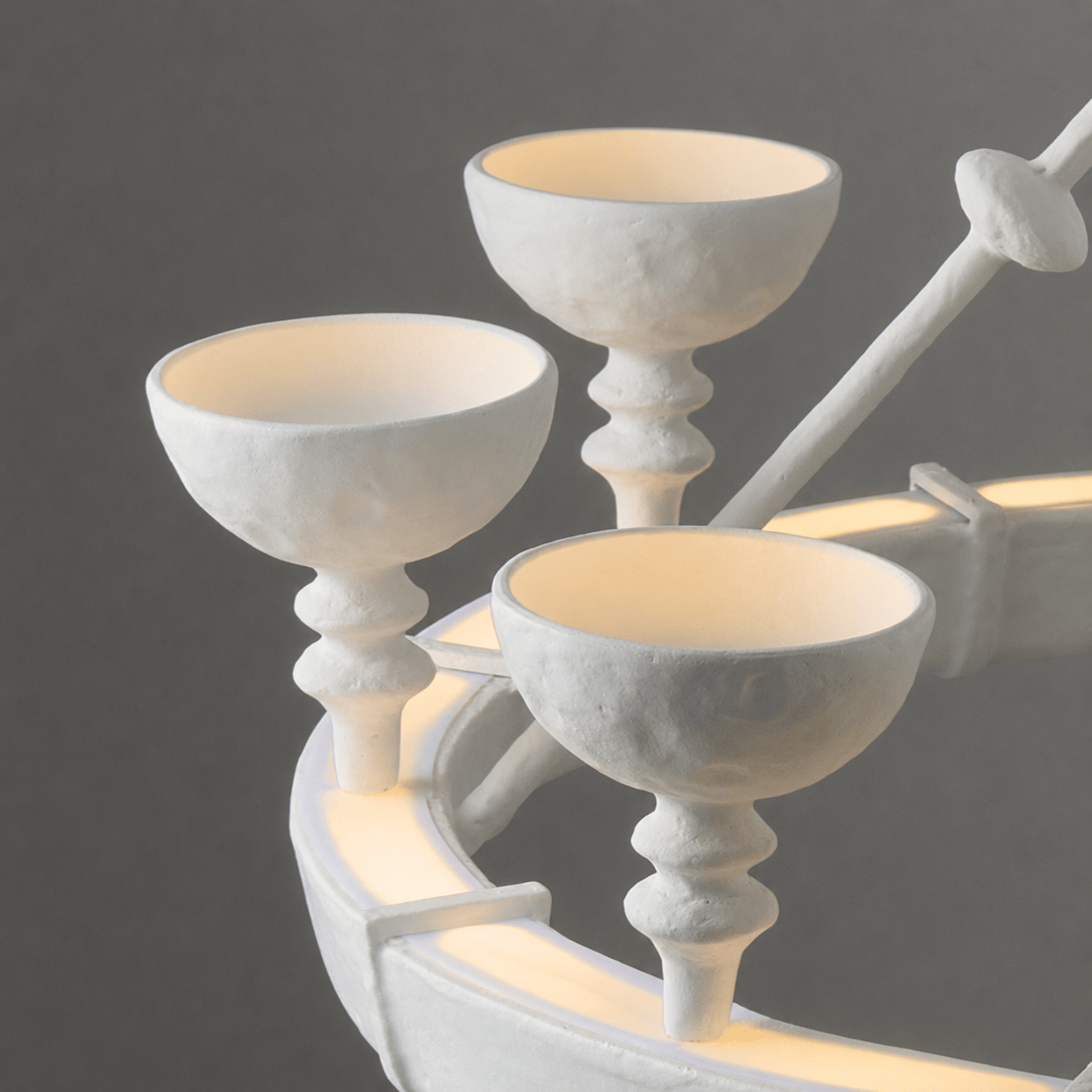 Sculptural Plaster Chalice Chandelier-Neutral Decor