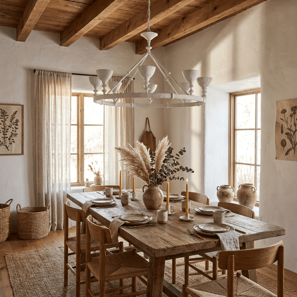 Sculptural Plaster Chalice Chandelier-Neutral Decor