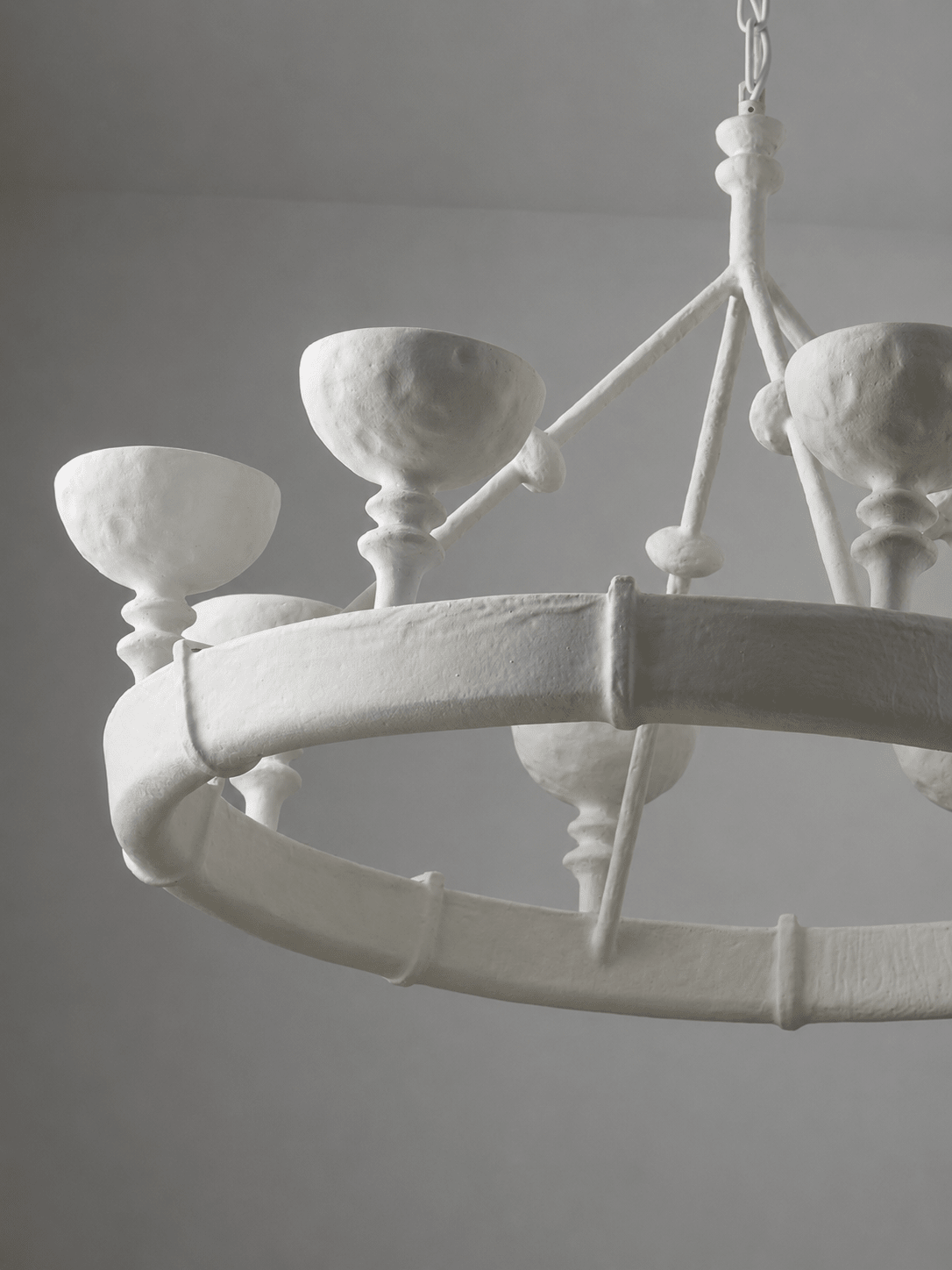 Sculptural Plaster Chalice Chandelier-Neutral Decor