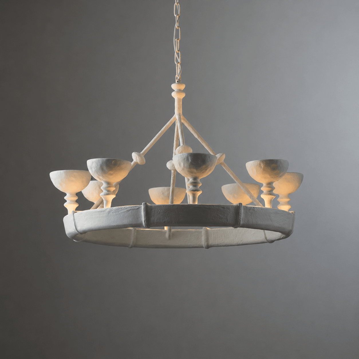 Sculptural Plaster Chalice Chandelier-Neutral Decor